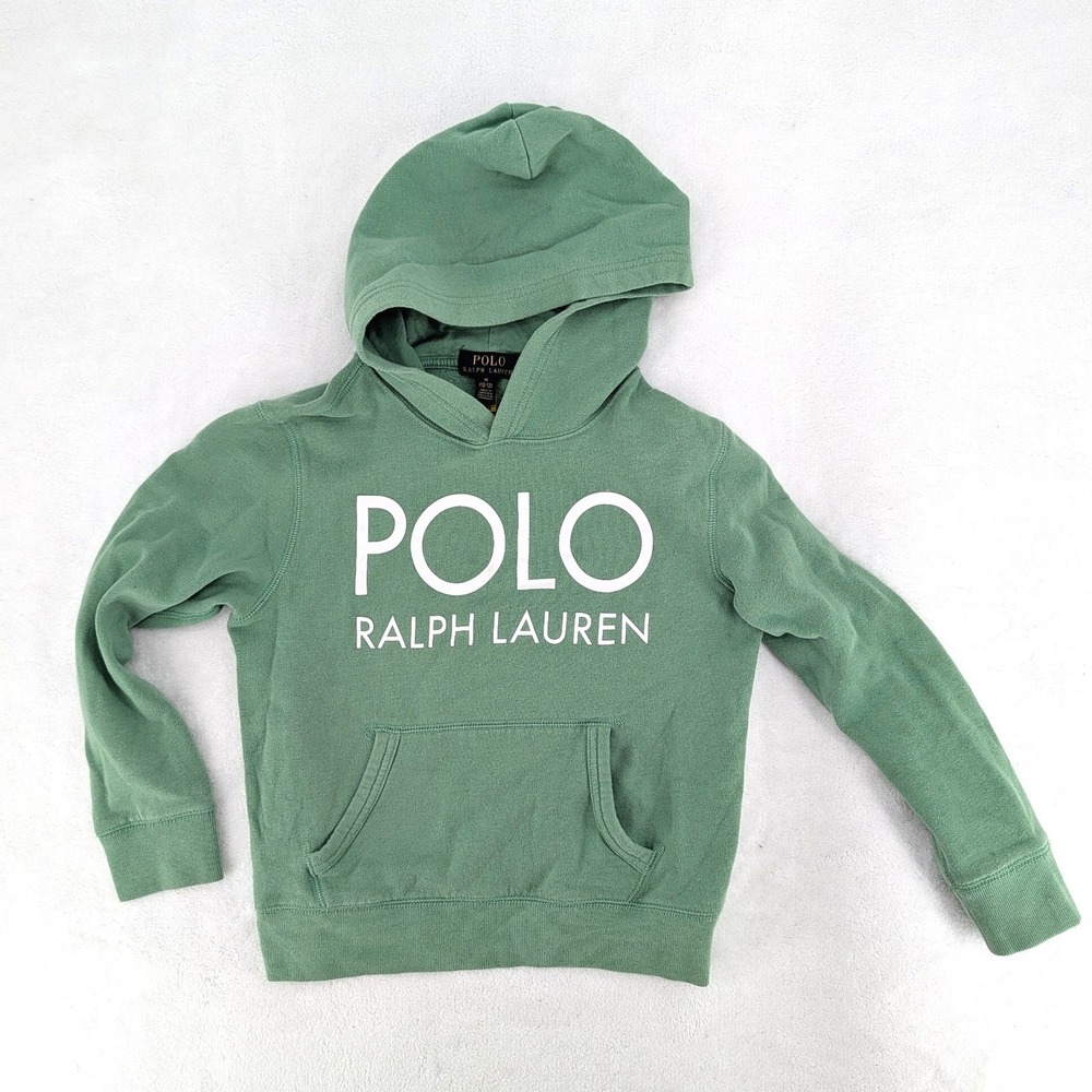 Polo Ralph Lauren Kids Green Logo Fleece Hoodie‎ Sweatshirt Size M 10-12